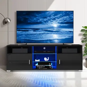 Современная тумба для телевизора со светодиодной подсветкой RGB, мебель для гостиной, подходит для телевизоров с диагональю до 65 дюймов, ТВ-консоль большой емкости для гостиной