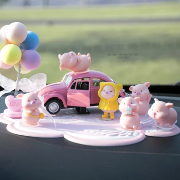 Творческая личность Новая модель автомобиля из сплава Piggy Украшение автомобиля Украшение торта на рабочий стол для девочек Подарки подруге на день рождения