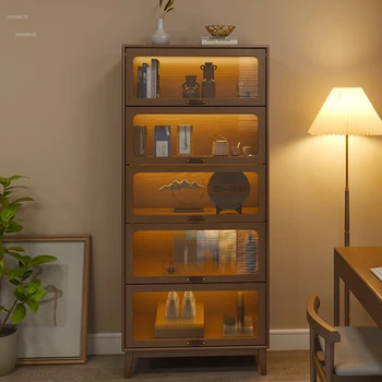 Книжные шкафы из массива дерева в скандинавском стиле, Пылезащитная стеклянная дверца, Книжная полка, Напольные шкафы для гостиной, простой книжный шкаф для спальни