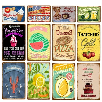 Оригинальные Металлические Вывески Американской Закусочной Route 66 Lemon Thatchers Лимонад Лобстеры Торты Винтажный Декор Табличка Настенный Плакат YJ041