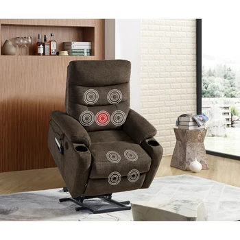 Кресло-качалка с электроприводом, диван с функцией массажа и обогрева, 3 положения, 2 боковых кармана и подстаканника, USB-порты