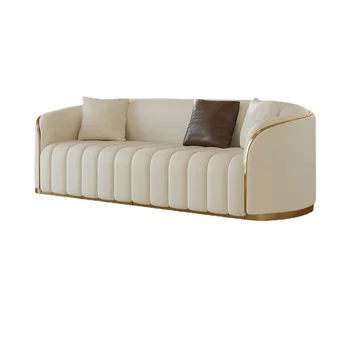 YY Легкая комбинация роскошных кожаных диванов для гостиной небольшой квартиры в современном минималистичном стиле из искусственной кожи