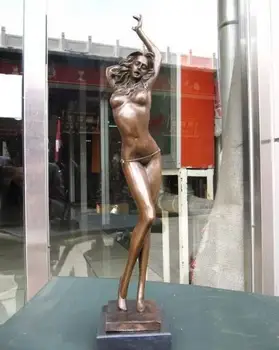 20-дюймовая статуэтка Western Pure Bronze & Marble nude belle Art sculpture