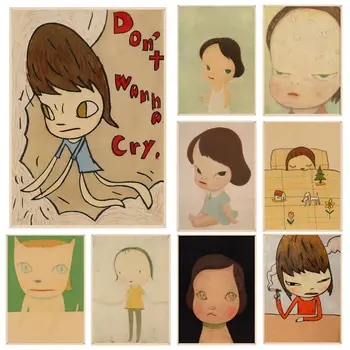 Yoshitomo Nara DIY плакат из Крафт-бумаги Наклейка DIY Room Bar Cafe Винтажная декоративная живопись