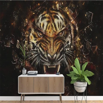 бейбехан Трехмерная ручная роспись маслом тигр настенные обои 3D ТВ обои украшение дома фотообои