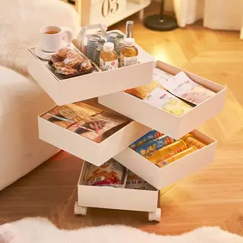 Вращающийся шкаф для хранения, Подвижная прикроватная тумбочка, журнальный столик в скандинавском стиле, современный небольшой приставной столик, мебель для дома, шкафы для гостиной