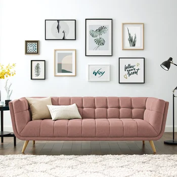 Розово-оранжевый трехмерный диван, 3-местный диван, диван для гостиной, Эргономичный дизайн, ножки из массива дерева