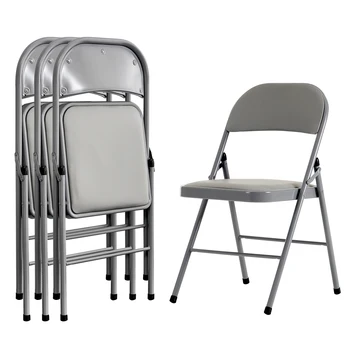 Железный складной стул для вечеринок в помещении и на улице, подушка и спинка из ПВХ, удобный складной стул 4 шт.