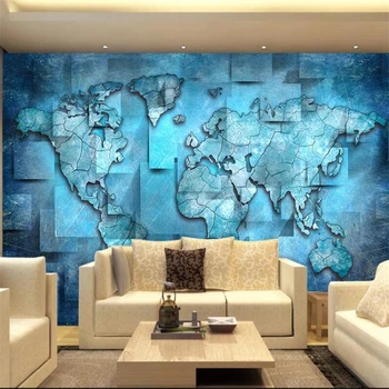 wellyu Пользовательские обои 3d фотообои креативная карта мира стерео ТВ фон обои декоративная живопись papel de parede
