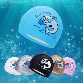 Высококачественная детская шапочка для плавания с полиуретановым покрытием, водонепроницаемая шапочка для плавания с мультяшным дельфином, тренировочная шапочка для плавания, одежда для плавания