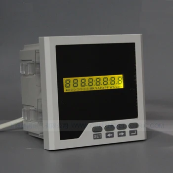 Однофазный Многофункциональный измеритель мощности LCD AC 0-450V A V Hz W KWH PF cos панельный измеритель с 2 релейными сигнальными выходами и RS485