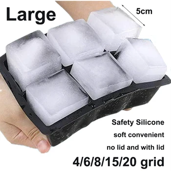 Большая форма для кубиков льда, Большой Квадратный лоток для льда, Силиконовая форма для приготовления льда, Виски, Хоккейный коктейль, сделай сам, Бар, Паб, Вино, Модель для изготовления кубиков льда