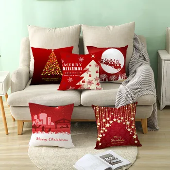 С Рождеством Христовым, украшение Рождественского подарка, наволочка с красным рождественским принтом, наволочка для домашнего дивана, праздничная наволочка