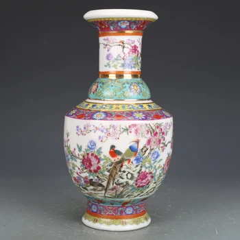 Фарфоровая ваза Цзиндэчжэнь Украшения для крыльца Антикварная официальная Эмалевая фарфоровая антикварная коллекция Квадратная ваза