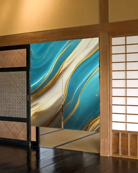 Текстура мрамора цвета морской волны, короткая занавеска для кухонной двери, украшение кафе ресторана в японском стиле, занавеска для перегородки