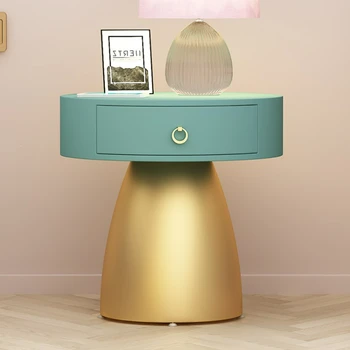 Легкая роскошная прикроватная тумбочка в нано-золотой раме Nordic High-end Furniture Прикроватная тумбочка для спальни Креативный простой прикроватный столик
