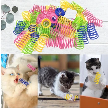 Забавная интерактивная обучающая игрушка для котенка, пластиковые красочные спиральные пружины, игрушка для кошек, широкая прочная пружинная игрушка для кошек тяжелого калибра