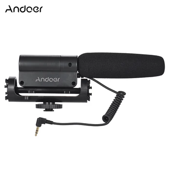 Записывающий конденсаторный микрофон Andoer для фотосъемки, интервью, кардиоидно направленный видеомикрофон для цифровых зеркальных камер Canon ILDC