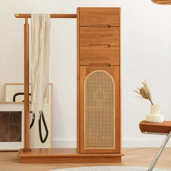 Индивидуальный скандинавский шкаф-вешалка для одежды из массива дерева, многофункциональный шкаф для хранения одежды в спальне