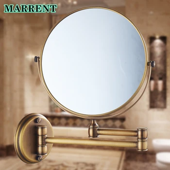 Латунные Антикварные Зеркала для ванной комнаты, Круглые, с двойной рукояткой, Увеличивающие Зеркало для макияжа, с двойным лицом, Антикварные, увеличивающие Женские зеркала для макияжа