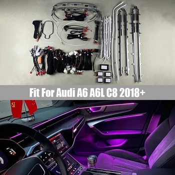Для Audi A6 A6L C8 2018 + Светодиодное внутреннее освещение, дверная атмосферная лампа, Пространство для ног, Оригинальная панель управления приложением MMI