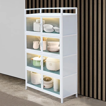 Простые стеклянные кухонные шкафы для дома, Креативная кухонная мебель, Шкаф для хранения белой посуды, шкаф для гостиной из алюминиевого сплава