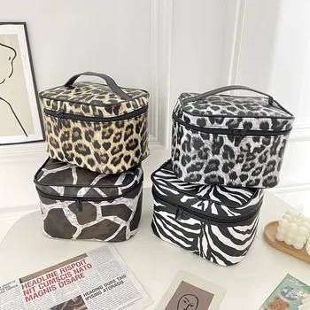 Женская косметичка из кожи Леопарда, Многофункциональная сумка для хранения дорожных туалетных принадлежностей, Водонепроницаемая женская косметичка
