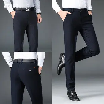 KUBRO Синие джинсы Мужские Повседневные Модные Деловые брендовые брюки Весенние Высококачественные Тонкие стрейчевые брюки Размер 30-40 Мужская одежда