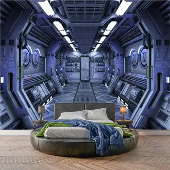Технология 3D космической капсулы, научная фантастика, гостиная, спальня, настенная роспись самоклеящихся обоев на заказ
