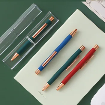 Креативный металлический держатель для ручки в нейтральном стиле в стиле ретро, черная водяная ручка 0,5 мм, высококачественная матовая ручка для подписи, на ощупь, тяжелая на ощупь.