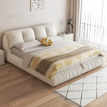 Итальянские минималистичные тканевые каркасы для мебели для спальни, современная светлая роскошная кровать для главной спальни, бытовая двуспальная кровать 1,8 м