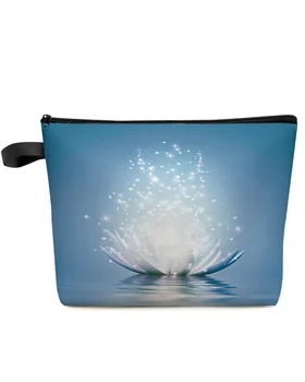Цветок Абстрактного Голубого Лотоса, дорожная косметичка большой емкости, Переносная сумка для хранения макияжа, женский водонепроницаемый пенал