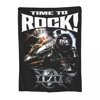 Турне Tesla Rock Band 2023 Одеяло Фланелевое Всесезонное Time To Rock Train Relax Супер Мягкое Покрывало для Дивана Автомобильные Покрывала