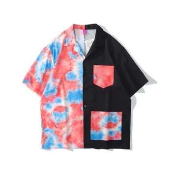 Мужская летняя Свободная модная Гавайская пляжная рубашка в цветочек, повседневная рубашка на пуговицах с коротким рукавом, модная мужская одежда
