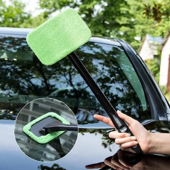 Щетка для мытья окон автомобиля с поворотом на 180 °, автоматический набор для мытья лобового стекла, инструмент для мытья внутри салона, автоматический стеклоочиститель с длинной ручкой
