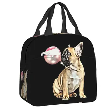 Женская сумка для ланча с изоляцией из жевательной резинки French Bulldog, Сменный холодильник, Термос для ланча, сумка для работы, учебы, путешествий, пикника