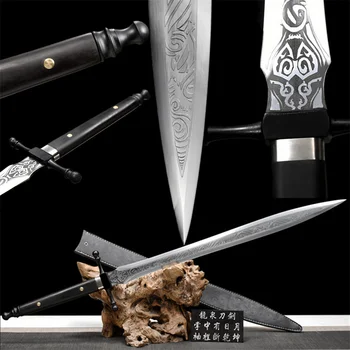 Изысканный королевский меч Цзянь, лезвие из высокомарганцовистой стали, эбонитовая ручка, кожаные ножны Tsuka, полный тан, новые, очень красивые