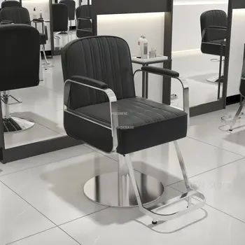 Кожаные парикмахерские кресла Простые профессиональные стулья для салона красоты с подъемником из нержавеющей стали, кресло для лежания, мебель colchones HY