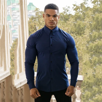 Весенне-осенняя модная мужская рубашка с длинным рукавом, супертонкая, роскошная, ультраклассическая однобортная деловая рубашка с отложным воротником
