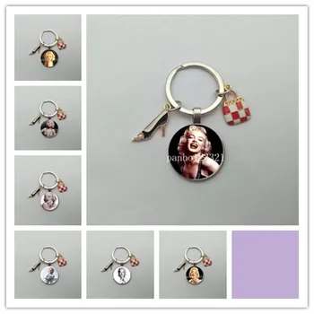 Брелок для ключей американской кинозвезды Мэрилин Монро на высоком каблуке, модная сумка, подвеска, ретро-фото идола, брелок для ключей, кольцо для веера, ювелирные изделия