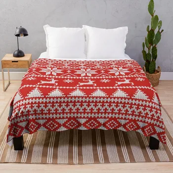 Рождественский плед Fair Isle, диван, пушистое одеяло