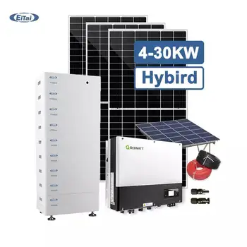 Гибридная фотоэлектрическая фотоэлектрическая панель Eitai мощностью 10 кВт, 3-фазная солнечная система 10 кВт со стеной питания