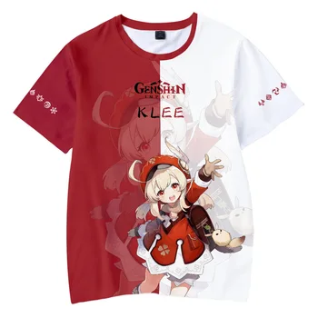 Футболка Genshin Impact с аниме Klee Hutao, футболка с 3D принтом, Мужские и Женские Модные футболки, детские топы в стиле Хип-хоп, сексуальная футболка для девочек, Каваи