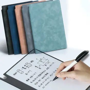 Стильный многоразовый еженедельник Кожаный формат А5 с ручкой для стирания на доске, тканевой доской для записей, блокнотом для заметок, блокнотом для белой доски