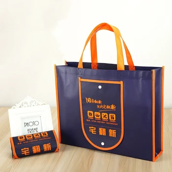 500 шт. Складная портативная нетканая сумка для покупок с индивидуальным логотипом, многоразовая продуктовая сумка для супермаркета