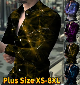 Легкая роскошная мужская рубашка, модная повседневная рубашка с принтом Созвездия, Мужская одежда с длинным рукавом, кардиган для выпускного вечера, топы XS-8XL