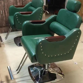 Современные парикмахерские кресла из искусственной кожи для мебели салона красоты, Винтажные удобные парикмахерские кресла для салона красоты