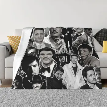 Черно-белые одеяла Pedro Pascal, Фланелевое всесезонное Дышащее Супер Мягкое покрывало для дивана, офисный коврик.