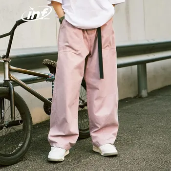 Alt Basics Унисекс, Однотонные брюки с прямыми штанинами, Мужские брюки с эластичной резинкой на талии, брюки из 100% хлопка.