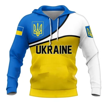 Украинский мужской пуловер с капюшоном, свитер с длинными рукавами, одежда Унисекс Оверсайз, топы с принтом флага Украины, национальной эмблемы